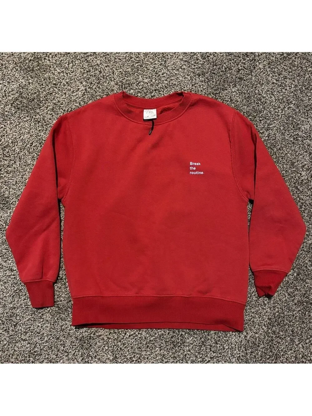 Zara Bold Red Minimalist Casual Sweatshirt Boys or Girls Size 10